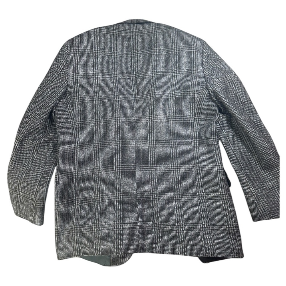 Oscar de la Renta Mens Wool Blazer  40R Gray Plaid   Jacket Classic 100% Wool - Picture 2 of 5